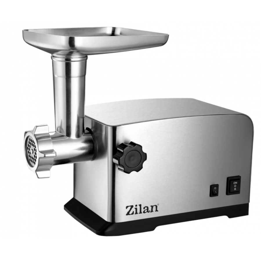 Masina De Tocat Electrica, Putere 1200w, 1.6 Kg/min, Corp Din Inox, Tava Aluminiu, 3 Site Inox, Accesoriu Umplut Carnati Si Impingere, Functie Reverse, Usor De Curatat, Argintiu