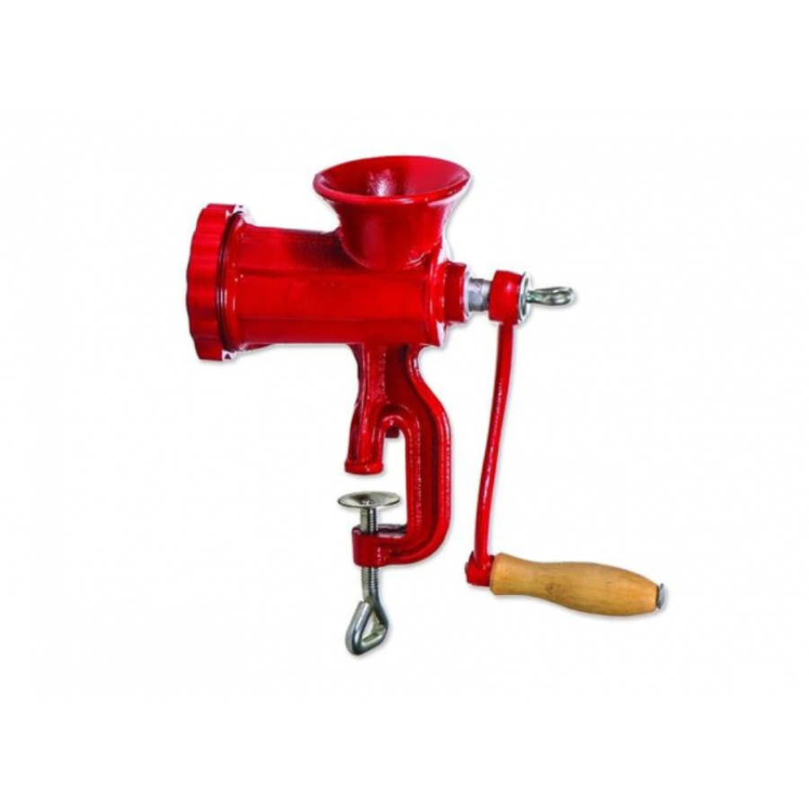 Masina De Tocat, Manuala, Destinata Pentru Carne, Aluminiu, Maner Din Lemn, Prindere Prin Menghina, Usor De Folosit Si Curatat, Rosu