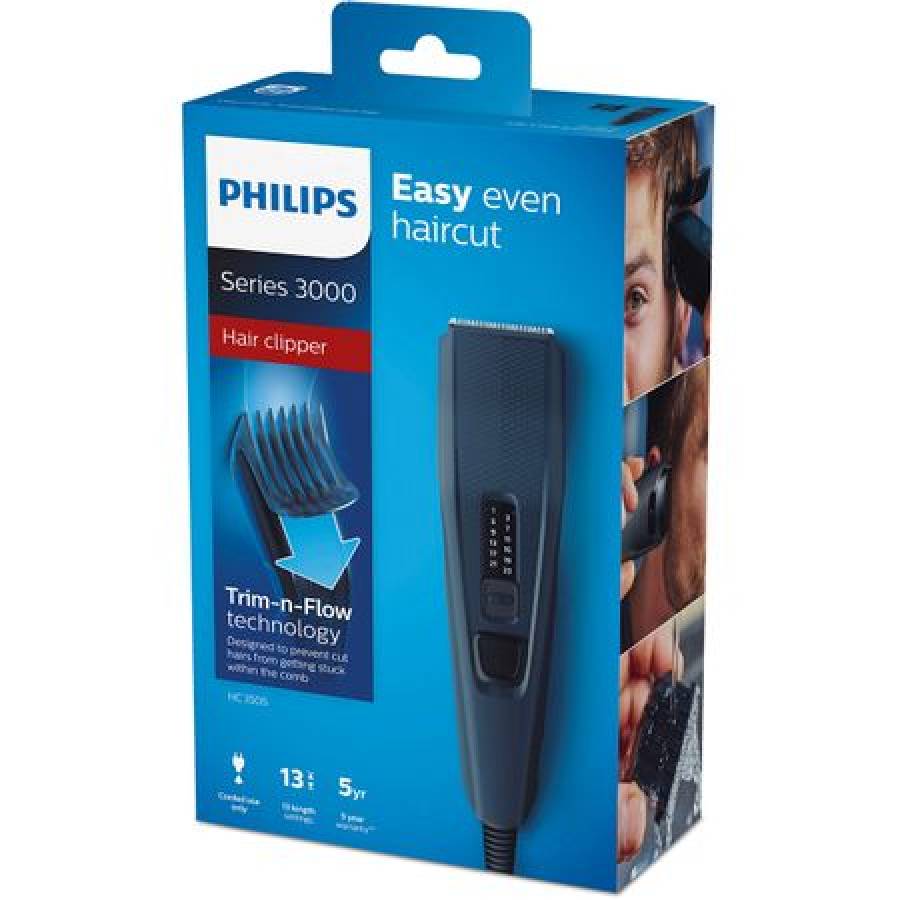 Masina De Tuns Philips Cu 13 Setari De Lungime, Lame Din Otel Cu Invelis Din Inox, Tehnologie Dualcut, Functie Ascutire Automata,tehnologie Trim-n-flow, Usor De Curatat, Albastru