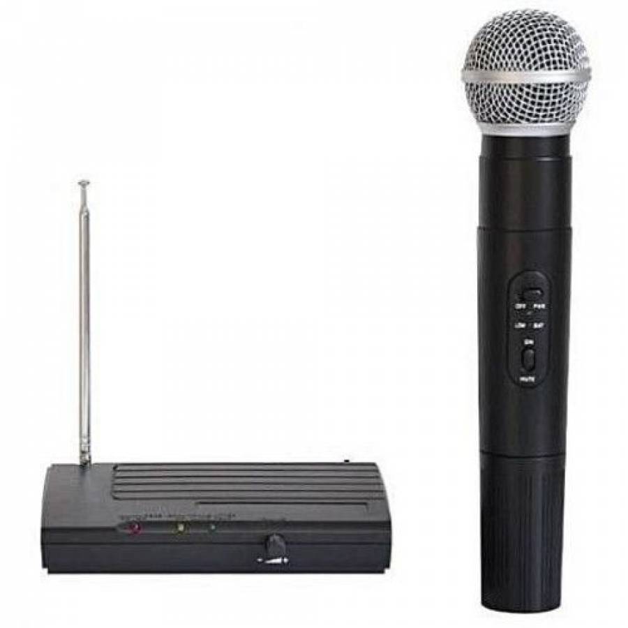 Microfon Cu Receptor Wireless Uhf , Leduri Indicatoare ,si Buton Volum.