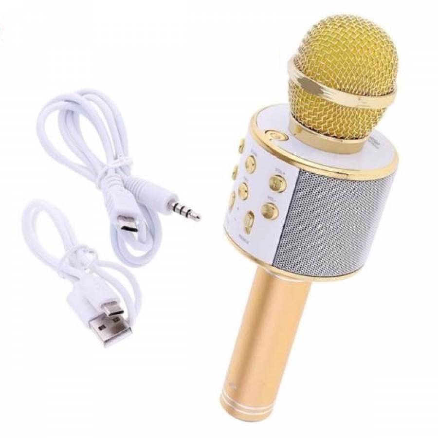 Microfon Karaoke Klausstech, Cu Boxa Incorporata, Suport Usb, Tf Card Si Aux Iesire Casti