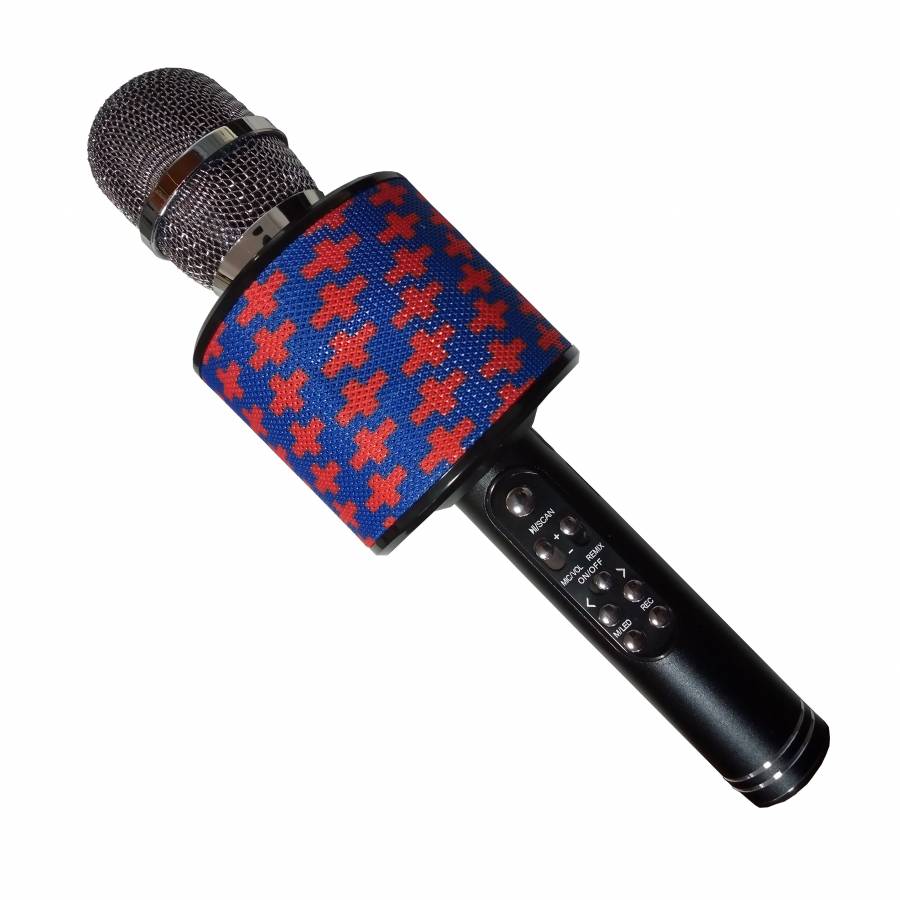 Microfon Klausstech Karaoke , Cu Leduri Multicolore , Usb , Tf Card, Aux In Jack 3,5 Mm , Albastru Cu Roz