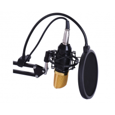 Microfon Profesional Klausstech, Conectare Usb,  Plug&play, Pentru Streaming, Podcast Si Inregistrari, Carcasa Din Metal, Uni-directional, Negru/auriu