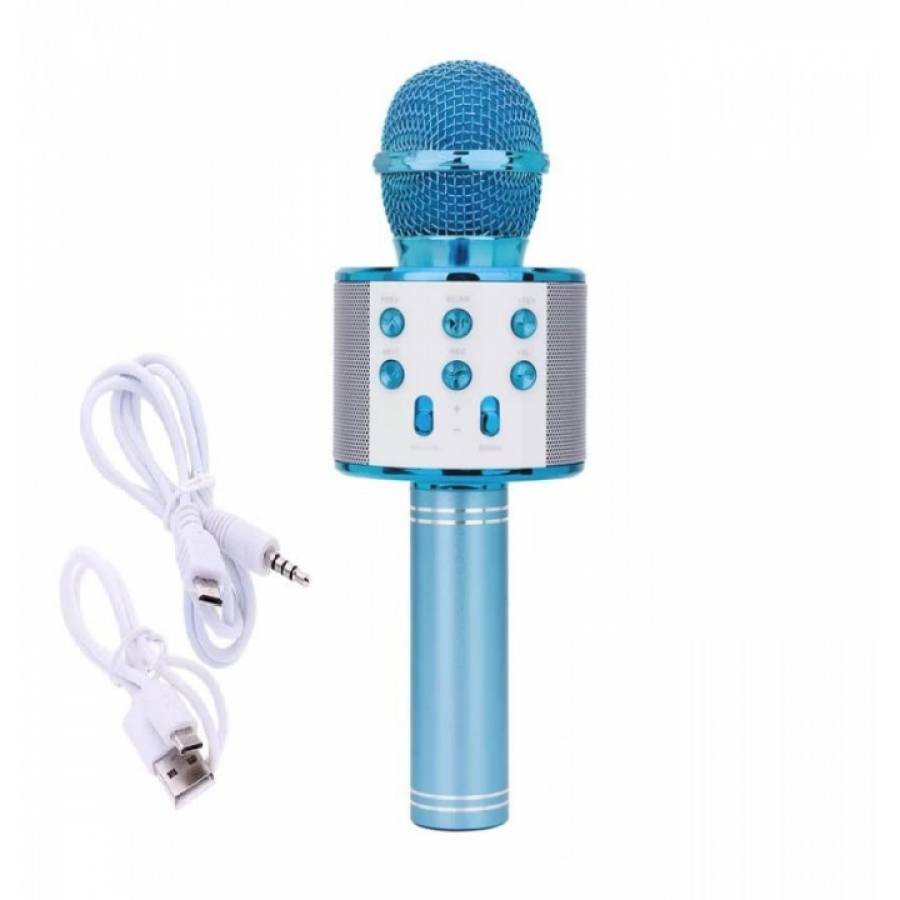 Microfon Wireless Klausstech Cu Boxa Incorporata , Conectare Usb , Tf Card , Aux Iesire Casti , Culoare Albastru