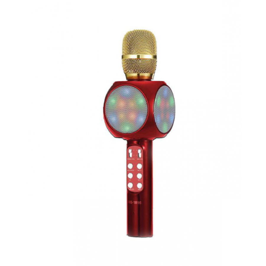 Microfon Klausstech Wireless Karaoke Bluetooth 4.1, Lumini Disco Led, Inregistrare, Radio, Baterie 1800 Mah, Tf/usb/fm, Rosu