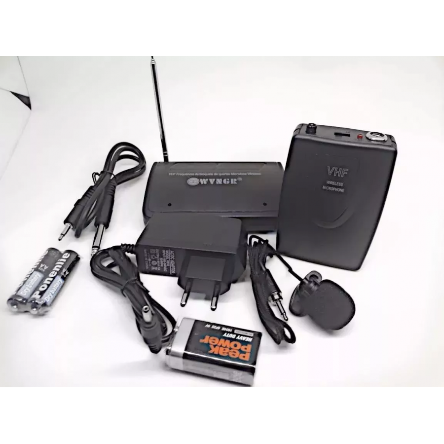 Microfon Wireless Tip Lavaliera, Accesorii Incluse, Microfon Reglabil, Buton De Ajustare A Sensibilitatii, Tehnologie De Eliminare A Zgomotului, Frecventa 45 - 15000 Hz, Negru