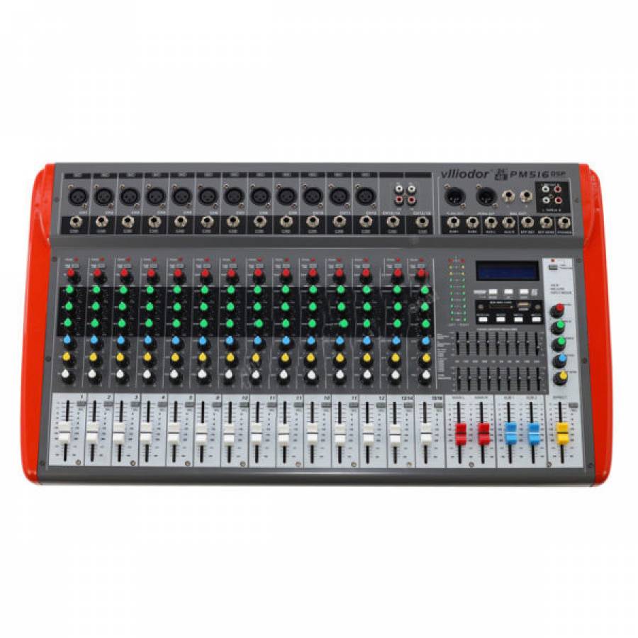 Mixer Activ Profesional Cu Putere 2 X 600w, 2 X Intrari Microfon, Ajustare Bass/inalte/volum, Slot Usb Si Card Sd, Bluetooth, 16 Canale, Negru