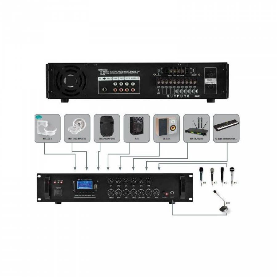 Mixer Amplificator Klausstech, Putere 400 W, Conectivitate Bluetooth, 2 X Intrare Microfon, 2 X Rca, Radio Fm, Mp3 Player, Semnalizare Suprasarcina, Design Modern, Negru