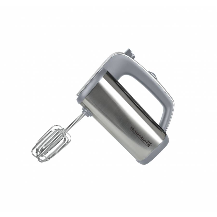 Mixer De Mana Multifunctional, Putere 400 W, 5 Trepte De Viteza, Palete Si Carlige Cu Invelis Metalic, Motor Din Cupru, Design Ergonomic, Argintiu  Alb