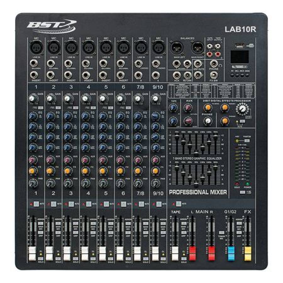 Mixer Dj Bst Phantom, 10 Canale, 48 V, Usb