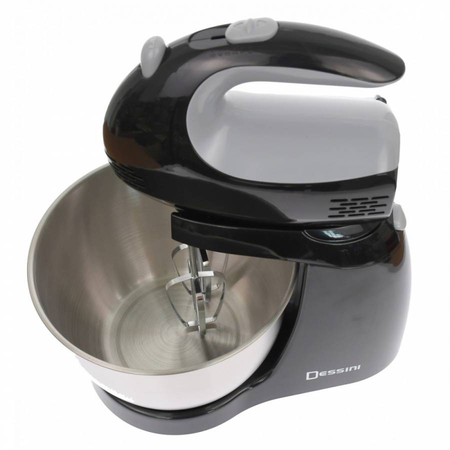 Mixer Electric Cu Bol 700w, 4 Trepte Viteza, Lungime Cablu 1m, Alimentare 220-240 V, 2 X Spirale, 2 X Teluri, Modern, Negru