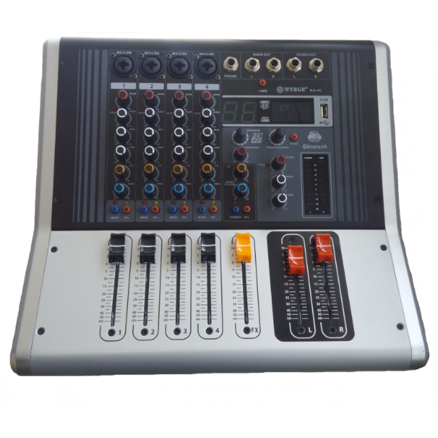 Mixer WNGR KA-40, 4 benzi, display digital, USB, 4 intari microfon