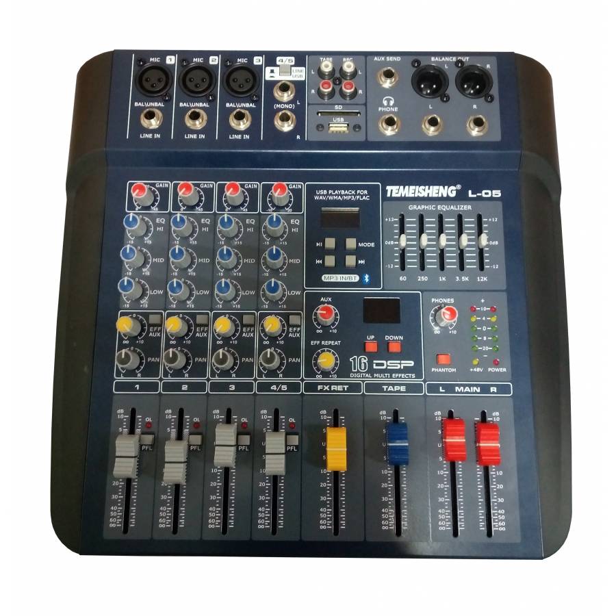 Mixer Neamplificat Temeisheng , Display Digital , Cititor Card Sd , Usb , 5 Benzi Egalizator Grafic