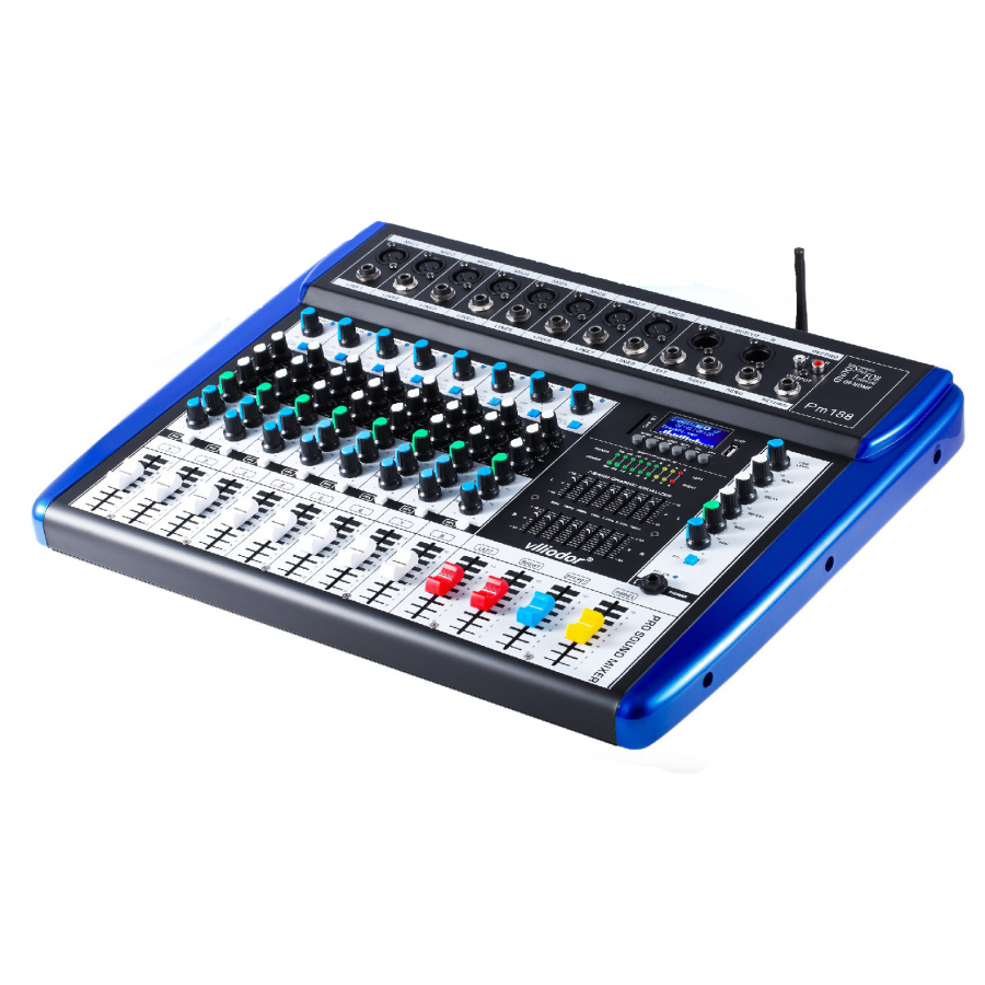 Mixer Profesional  Neamplificat Vlliodor  , Bluetooth , 8 Canale , Usb , Efecte , Ecran Led ,188
