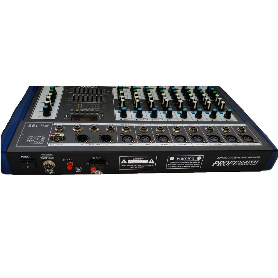 Mixer Profesional  Neamplificat Vlliodor  , Bluetooth , 8 Canale , Usb , Efecte , Ecran Led ,188