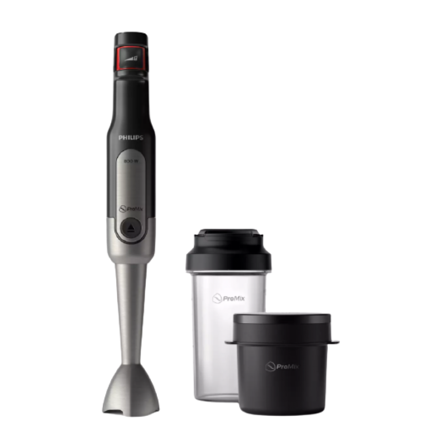 Mixer Vertical Philips Promix Viva, Functie Turbo, Functie Speedtouch, Comutator Pornit/oprit, Lavabil, Putere 800w, Otel Inoxidabil, Plastic Abs, Negru/gri