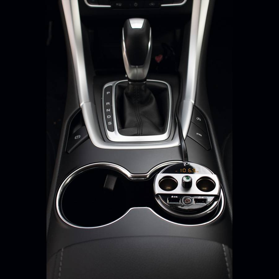 Modulator Auto Bt-fm Klausstech Pentru Masina , Amplificator Telefon Prin Bluetooth , Asezare In Suportul De Pahare , Iesire Dubla Tensiune 12 / 24 V , Incarcare Prin Usb , Afisaj Lcd , Negru