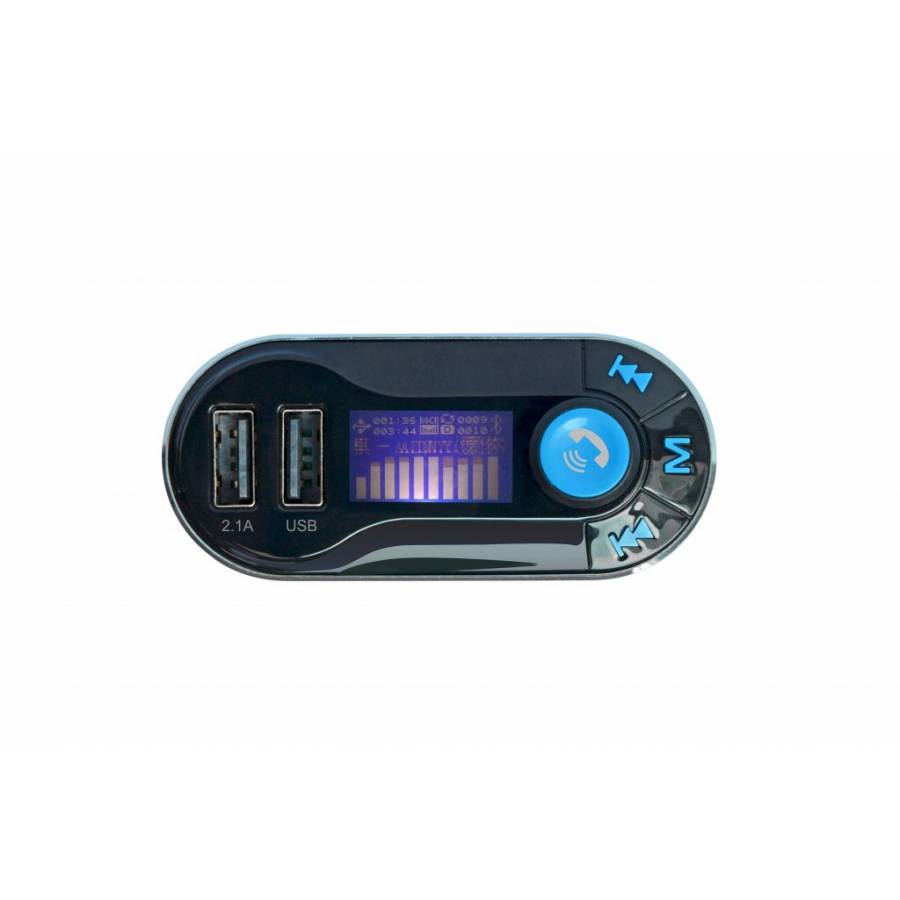 Modulator Fm, Bluetooth, Transmitator Fm, Functie De Incarcare, 2x Usb, Sd Card, Aux-in 3.5mm, Hands-free, Microfon Display Lcd,  Negru/albastru