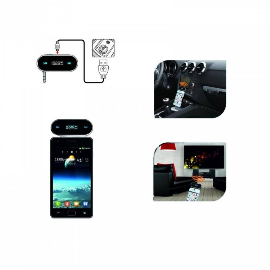 Modulator Fm Klausstech, Ecran Lcd, Hands-free, Acumulator Li-ion, Adaptor Bluetooth, Universal, Negru