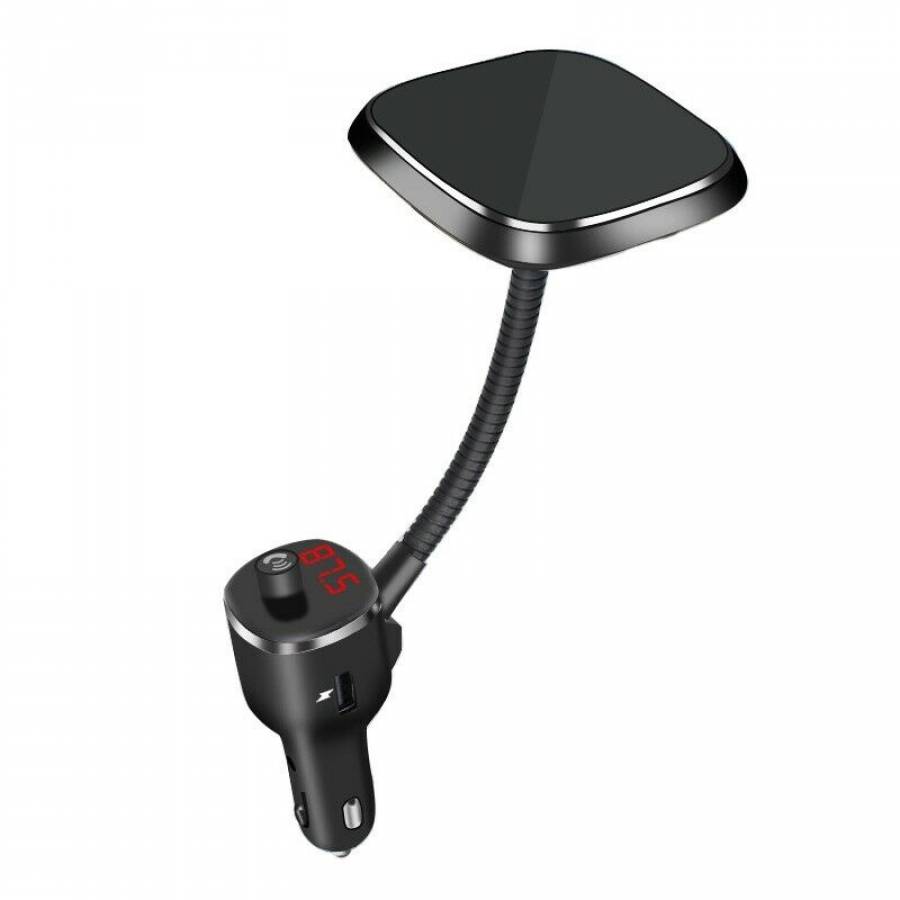 Modulator Fm Wireless Pentru Masina Klausstech, Functie Incarcare Wirelss, Rotire 360° , Car-kit, Functie Hands-free, Bluetooth, 2 X Port Usb, Mp3, Design Modern, Negru