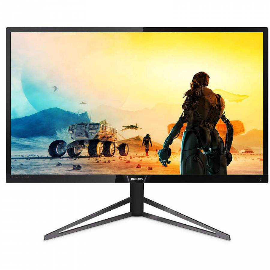 Monitor Philips 4k Hdr Iluminare Ambiglow, Momentum, 3840 X 2160 4k Uhd, Diagonala 31,5”/80 Cm,  Film B-led+qd, Multiview, Telecomanda, Software De Control, Negru