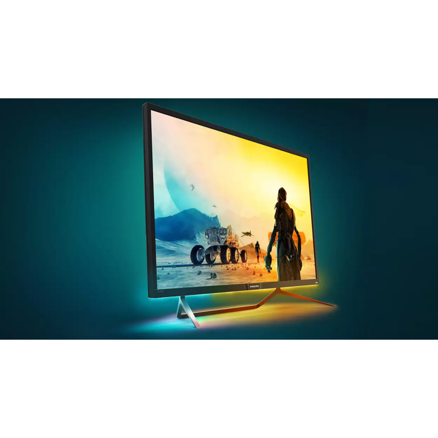 Monitor Philips 4k Hdr Iluminare Ambiglow, Momentum, 3840 X 2160 4k Uhd, Diagonala 31,5”/80 Cm,  Film B-led+qd, Multiview, Telecomanda, Software De Control, Negru