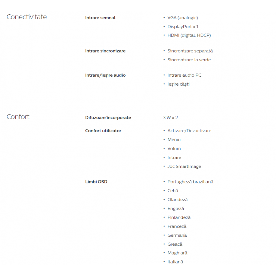 Monitor Philips Lcd Full Hd Tehnologie E Line, Rezolutie 1920 X 1080 Fullhd, Diagonala 32 / 80 Cm, Tehnologie Ips, Amd Freesync™, Joc Smartimage, Vesa 75x75 Mm, Negru