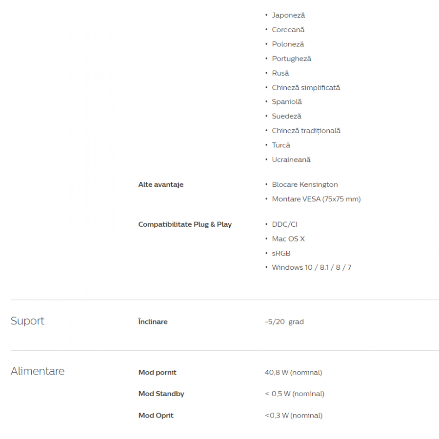 Monitor Philips Lcd Full Hd Tehnologie E Line, Rezolutie 1920 X 1080 Fullhd, Diagonala 32 / 80 Cm, Tehnologie Ips, Amd Freesync™, Joc Smartimage, Vesa 75x75 Mm, Negru