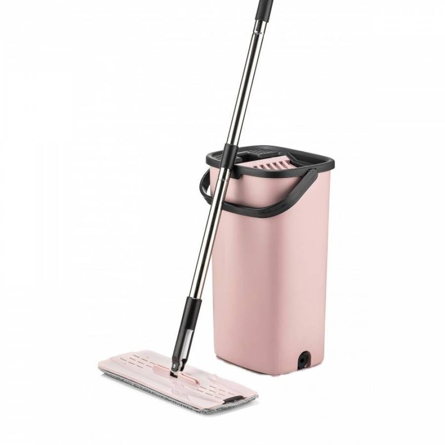 Mop KlaussTech Plat, Pliabil Cu Galeata, Maner 100-130 Cm