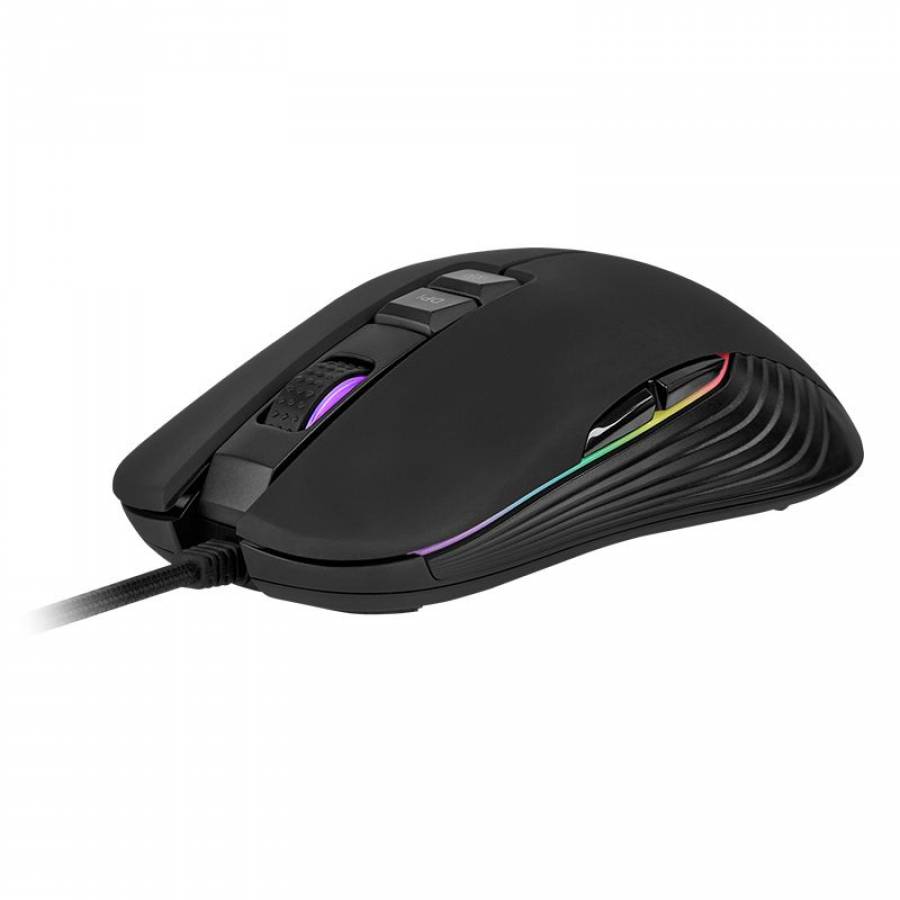 Mouse De Gaming Cu Rezolutie 800/1600/2400/3600/5000 Dpi ,lumini Rgb, Tip Senzor Optic, Accelerare 50g, 10 Butoane, Cauciuc Abs, 5 Moduri Dpi , Negru