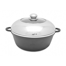 Oala Cu Capac, 20 Cm / 2.9 L, Aluminiu Greu De Calitate Superioara, Fund In Spirala, Simplu De Folosit, Compacta Si Ergonomica, Negru/argintiu