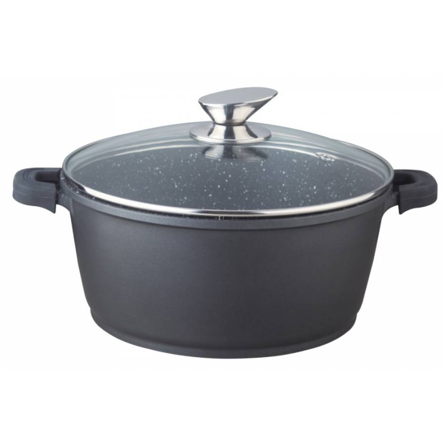 Oala Cu Capac Din Sticla, Material Aluminiu, Diametru De 32 Cm, Capacitate De 8.5l, Design Compact Si Robust, Negru