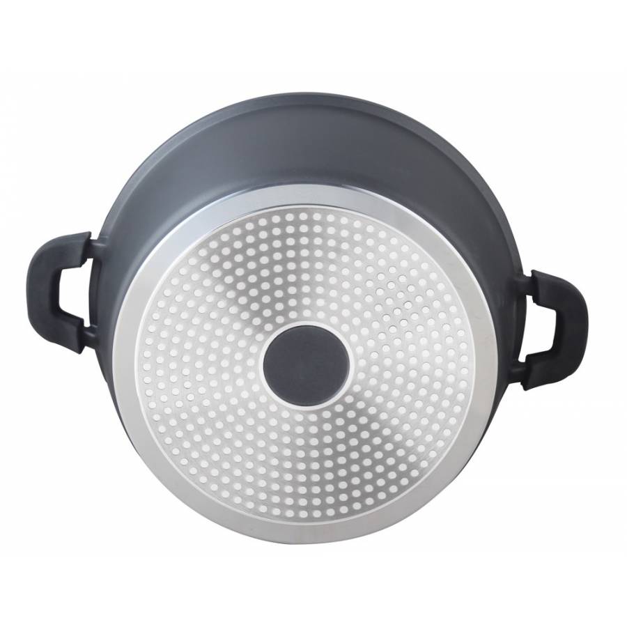 Oala Cu Capac Din Sticla, Material Aluminiu, Diametru De 32 Cm, Capacitate De 8.5l, Design Compact Si Robust, Negru