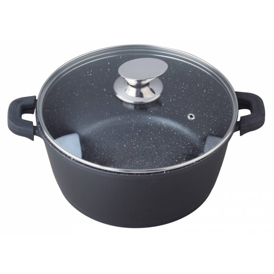 Oala Cu Capac Din Sticla, Material Aluminiu, Diametru De 32 Cm, Capacitate De 8.5l, Design Compact Si Robust, Negru