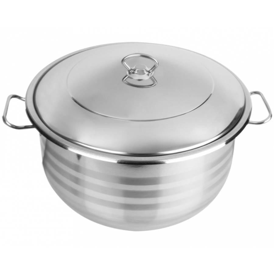 Oala Cu Capac, Inox, 28 Cm, Capacitate 10.2l, 3 Straturi, Incalzire Rapida, Manere Ergonomice Din Inox, Design Ergonomic, Usor De Curatat, Argintiu