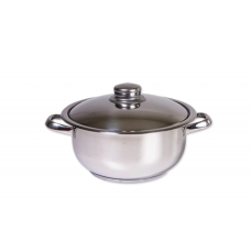 Oala Cu Capac, Inox, Capac Din Sticla Termorezistenta, Manere Din Inox, Capacitate 16l, Diametru 34 Cm, Design Compact, Usor De Curatat Si Folosit, Argintiu