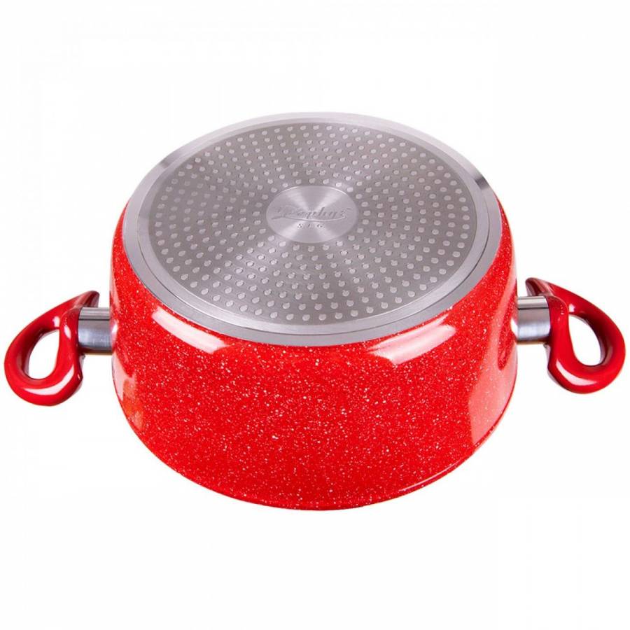 Oala Din Aluminiu Forjat Cu Invelis Din Marmura, Manere Izolate Termic, Strat Antiaderent, Capacitate 5.4 L, Usor De Curatat, Dimensiuni 24x10.5 Cm, Rosu