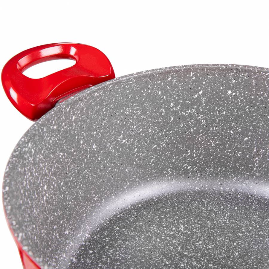 Oala Din Aluminiu Forjat Cu Invelis Din Marmura, Manere Izolate Termic, Strat Antiaderent, Capacitate 5.4 L, Usor De Curatat, Dimensiuni 24x10.5 Cm, Rosu