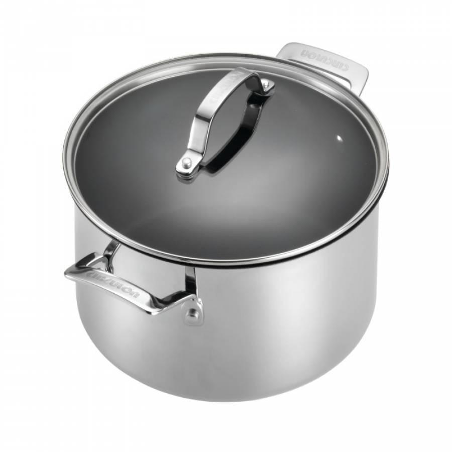 Oala Din Inox Bohmann, Otel Inoxidabil, Capacitate 13l, 7 Straturi, Baza Incapsulata, Margini Curbate, Capac Din Sticla Cu Orificiu Pentru Eliberarea Aburului, Design Modern, Argintiu