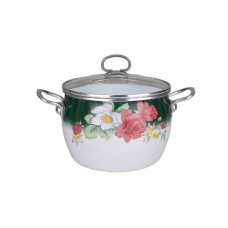 Oala Emailata Cu Capac, Diametru De 22 Cm, Capacitate 4.8 Litri, Material Otel Inoxidabil, Acoperire Cu Smalt, Design Floral, Alb Oala Emailata Cu Capac, Diametru De 22 Cm, Capacitate 4.8 Litri, Material Otel Inoxidabil, Acoperire Cu Smalt, Design Floral, Alb