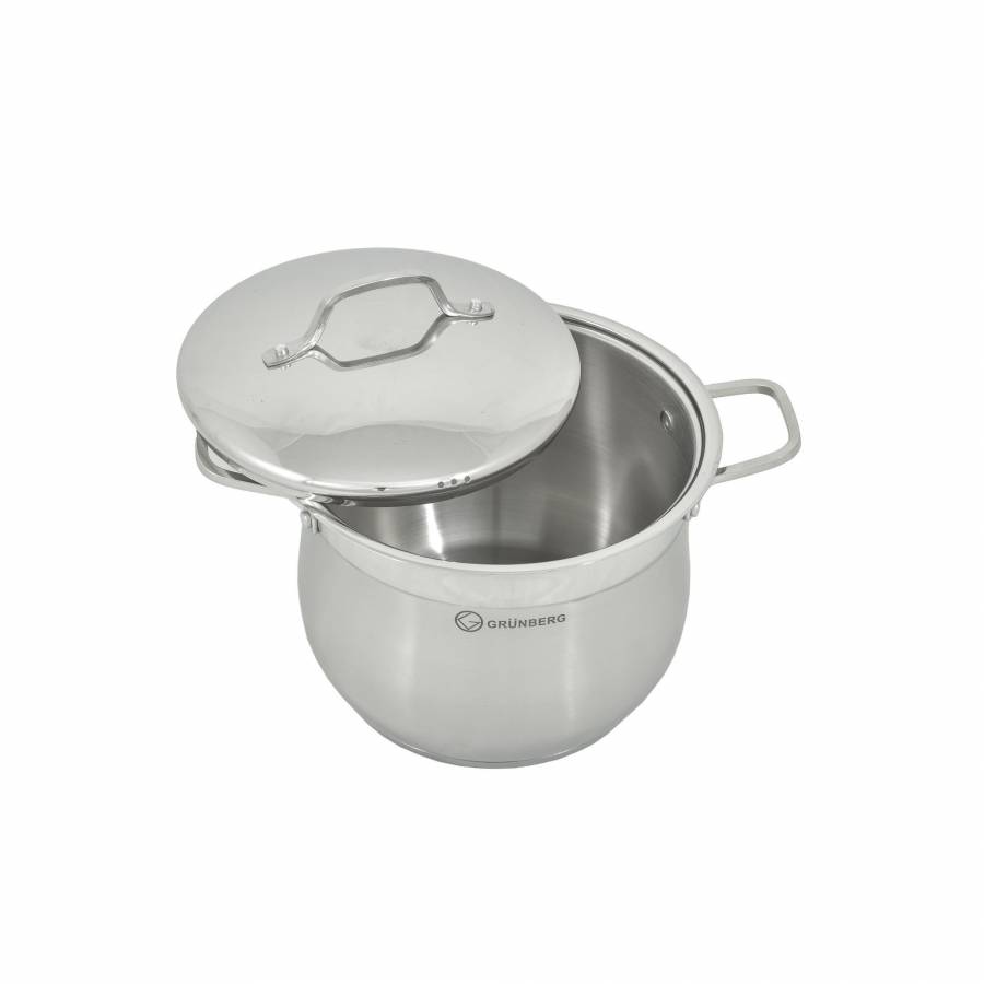 Oala Profesionala Din Inox Cu Capac, 16l, Grunberg  , Alba