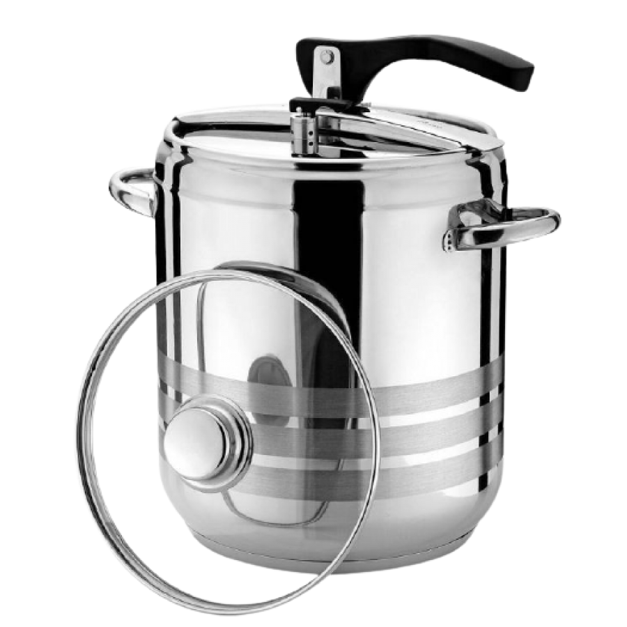 Oala Sub Presiune, Capacitate 7l, Fund Triplustratificat, Calitate 18/10, Forma Rotunda, Capac Inox, Material Inox, Argintiu