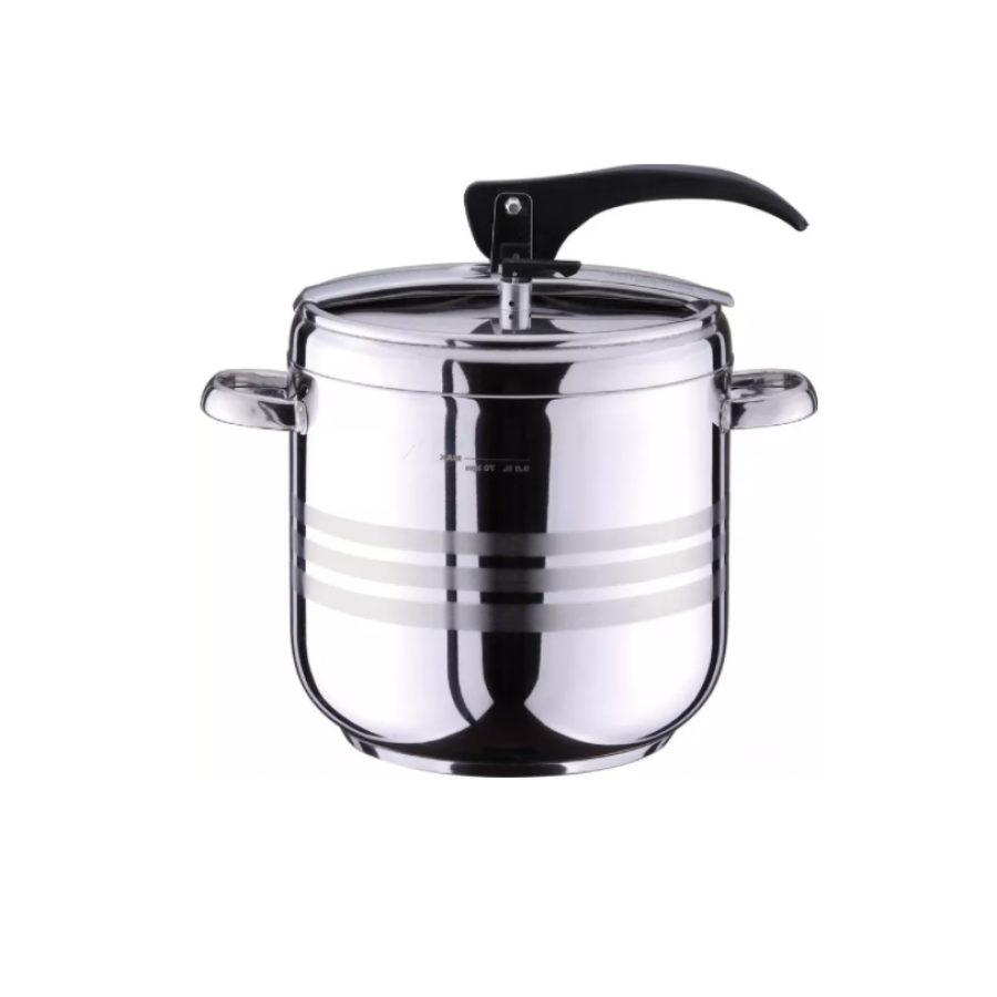 Oala Sub Presiune KlaussTech, Capacitate 9l, Fund Triplustratificat, Calitate 18/10, Forma Rotunda, Capac Inox, Material Inox, Argintiu