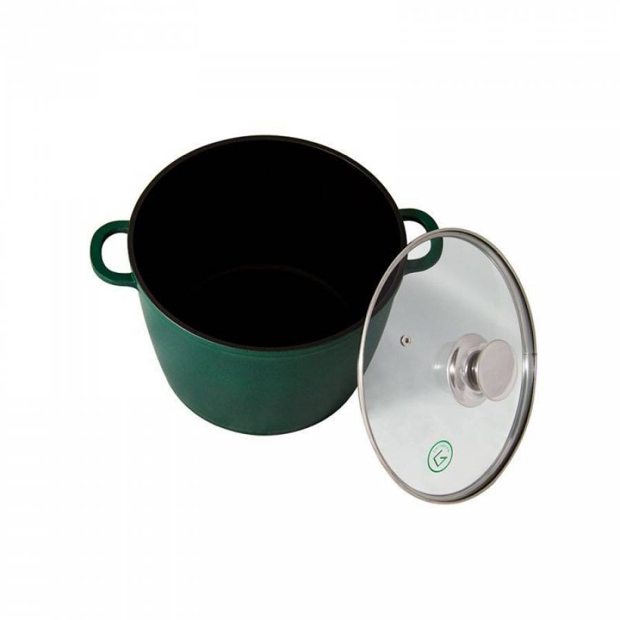 Oala Tuci Cu Capac De Sticla 24 Cm Grunberg , Verde