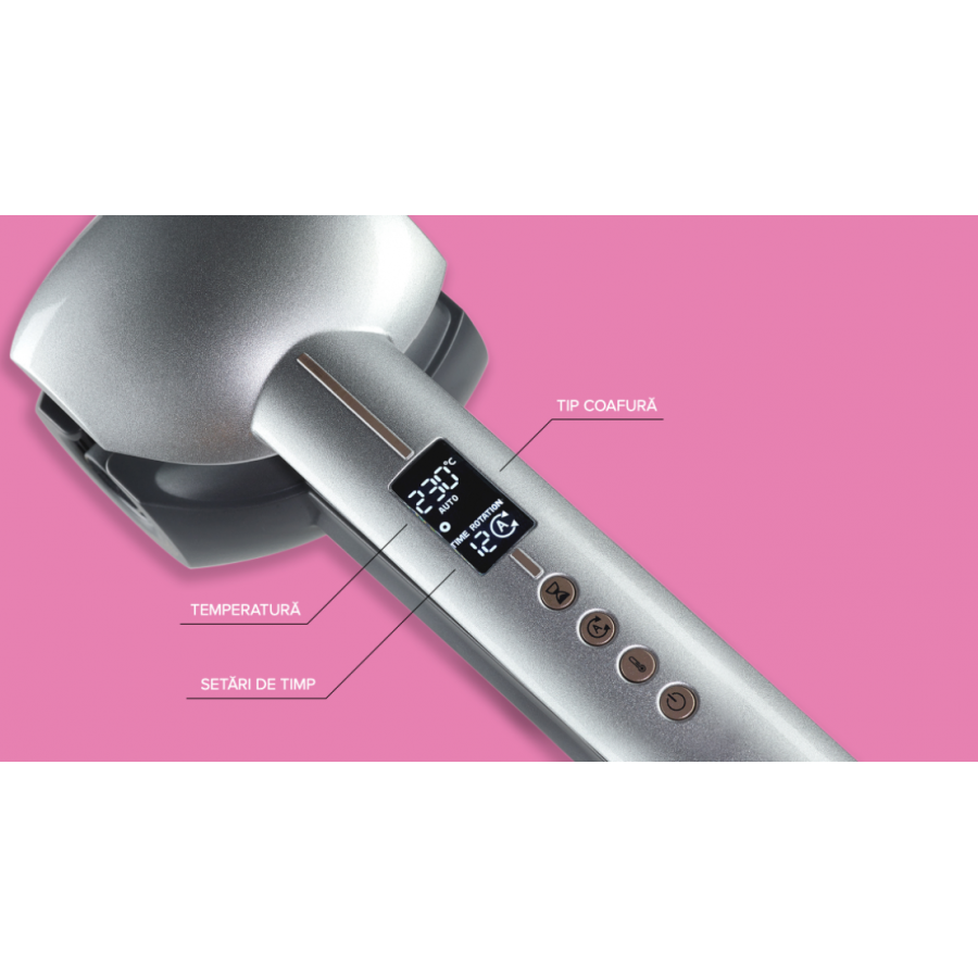 Ondulator Automat Cu Ionizare, Ecran Digital Lcd, 6 Nivele Temperatura, 3 Moduri Automate, Invelis Ceramic, 180 °c-230 °c, Argintiu