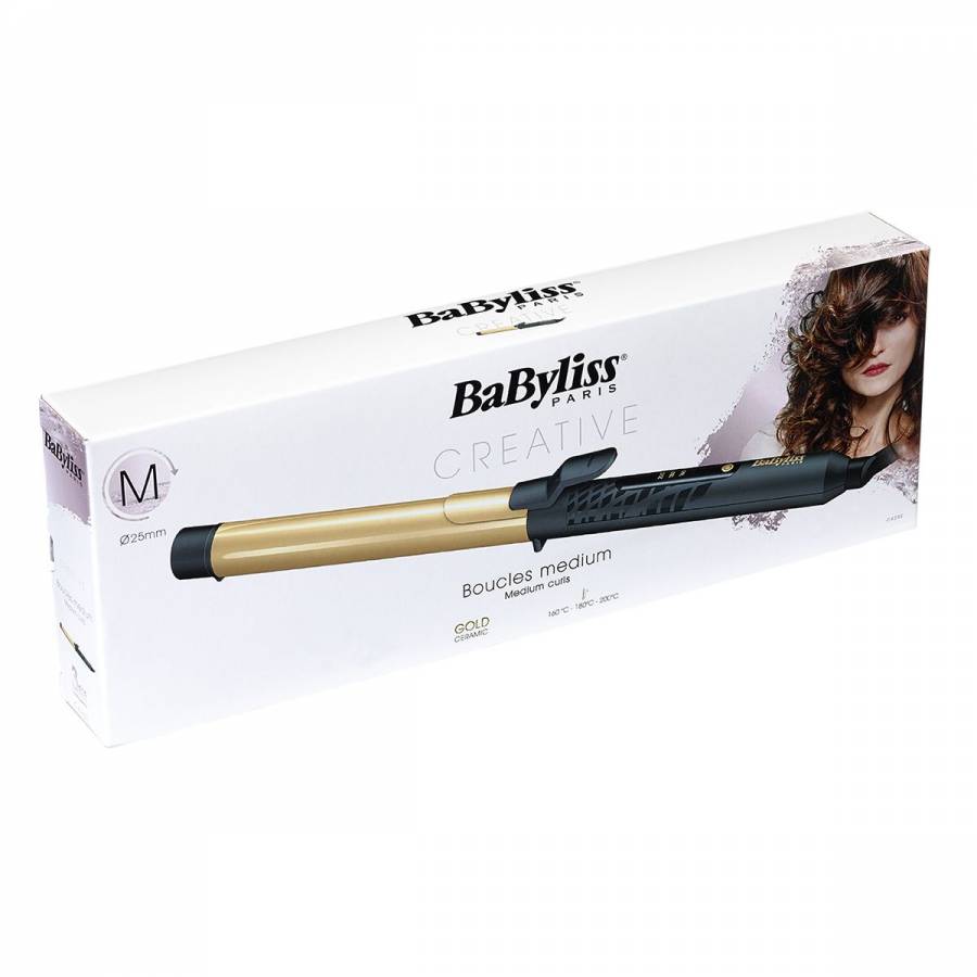 Ondulator Babyliss Creative Gold Medium Curls, Varf Rece, Diametru 25mm, Indicator Led, Afisare Temperatura, Placa Ceramica, 3 Trepte De Temperatura,  Negru/galben
