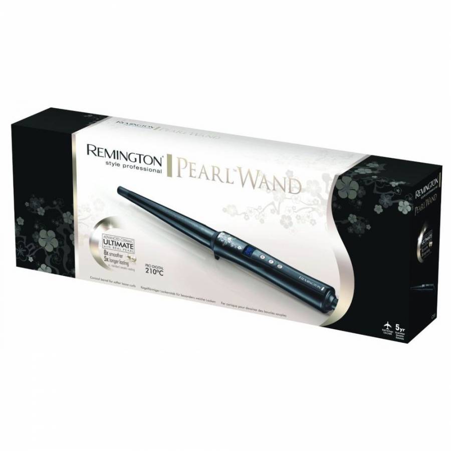 Ondulator Electric Remington Pearl , Display Lcd Digital , Afisaj Temperatura Intre 130 ºc-210 ºc , Invelis Ceramic , Forma Conica , Inchidere Automata , Varf Rece , Voltaj Universal , Negru