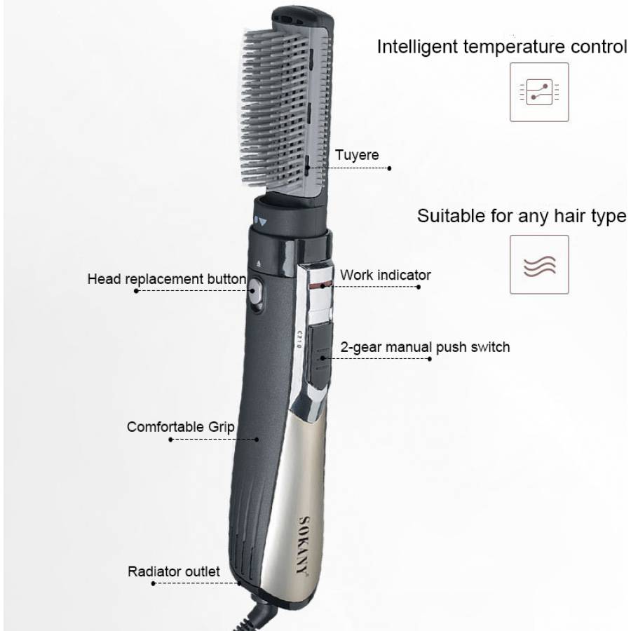 Ondulator  Profesional 1000w, 3 Setari De Viteza, Rotire 360, Alimentare 220-240v 50/60hz, 4 Accesorii Incluse, Design Modern, Negru