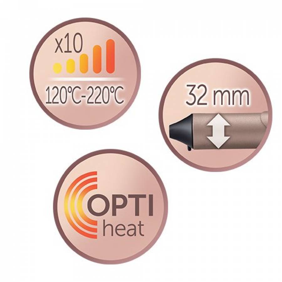 Ondulator Remington Proluxe 32mm , Tehnologia Inteligenta Optiheat, Invelis Grip-tech , Ecran Digital Integrat , Temperatura Intre 120 °c-210 °c , Functie Pro+ , Alb/crem