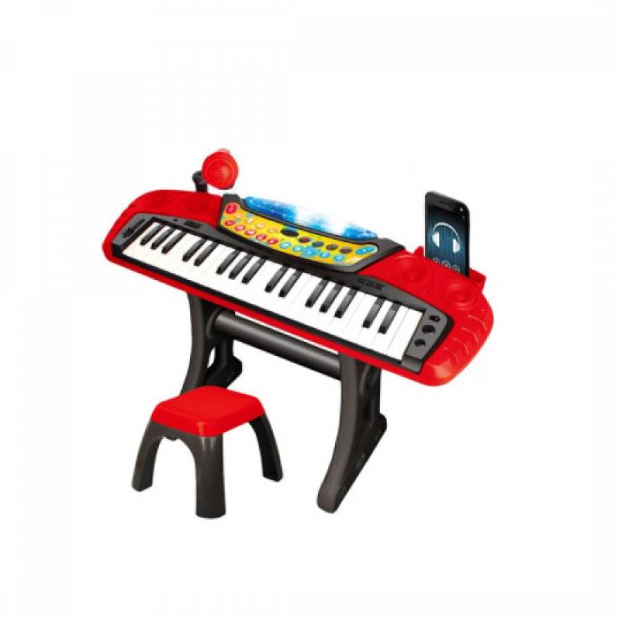 Orga Interactiva Pentru Copii Cu Scaunel Si Microfon, Melodii Demo, Volum Ajustabil, Efecte Sonore, Se Poate Conecta La Telefon